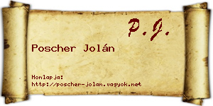 Poscher Jolán névjegykártya